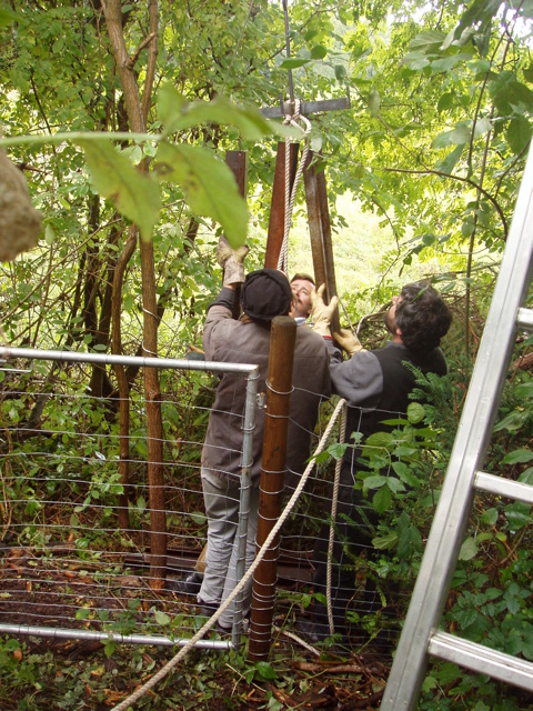 Aufbau Drahtseilakt, Greifenberg 2003