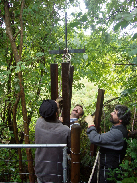 Aufbau Drahtseilakt, Greifenberg 2003